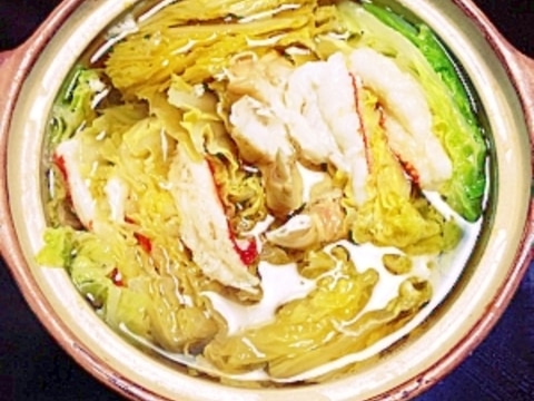 簡単!白だしでカニと白菜のひとり鍋